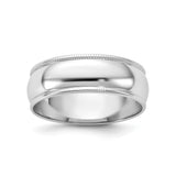 10k White Gold Milgrain, Lightweight wedding band ring