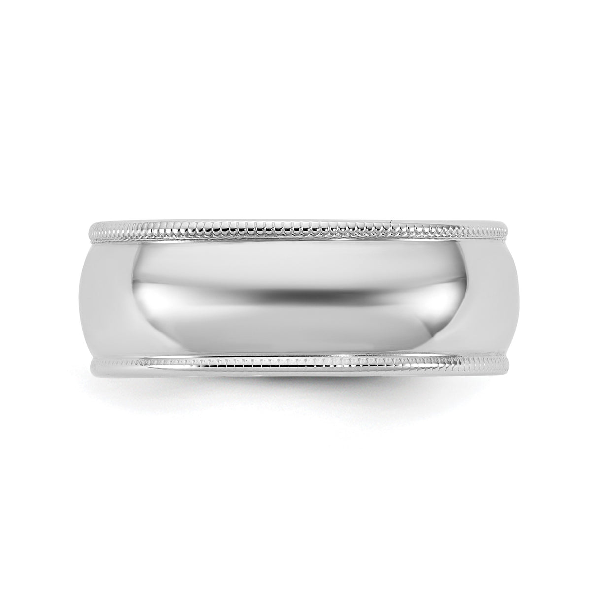 10k White Gold Milgrain, Lightweight wedding band ring detail view