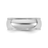 10k White Gold Milgrain, Lightweight wedding band ring detail view