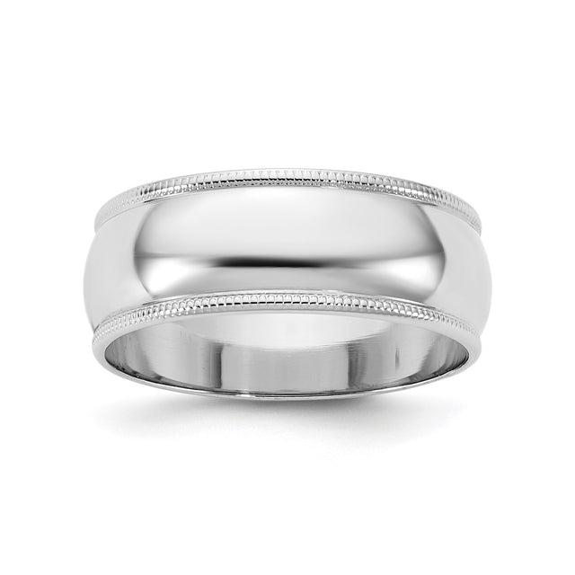14k White Gold Milgrain, Lightweight wedding band ring