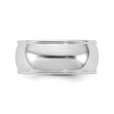 14k White Gold Milgrain, Lightweight wedding band ring detail view