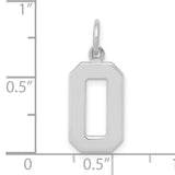 14k White Gold Number 0 Pendant Charm, Bold Geometric Design, Unisex Jewelry