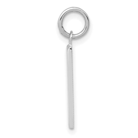 14k White Gold Number One Pendant Charm, Polished Minimalist Jewelry, Unisex or Womens Style
