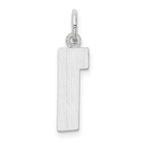 14k White Gold Number One Pendant Charm, Polished Minimalist Jewelry, Unisex or Womens Style