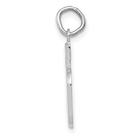14k White Gold Number 5 Pendant Charm, Polished Finish, Modern Font, Unisex Jewelry