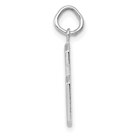 14k White Gold Number 6 Pendant, Block Style High Polish Charm for Men or Women