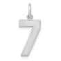 14k White Gold Number 7 Pendant, Polished Modern Charm, Lucky Number Symbolism
