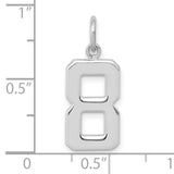 14k White Gold Number Eight Pendant, Polished Block Design, Infinity Symbol Jewelry for Women or Unisex Wear