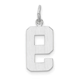14k White Gold Number Nine Pendant, Bold Block Style Numeric Charm for Men or Women
