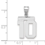 Medium Polished Number 10 Charm Pendant in Real 14k White Gold