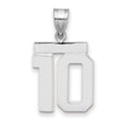 Medium Polished Number 10 Charm Pendant in Real 14k White Gold