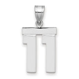 Medium Polished Number 11 Charm Pendant in Real 14k White Gold