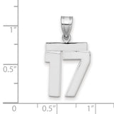 Medium Polished Number 17 Charm Pendant in Real 14k White Gold