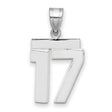 Medium Polished Number 17 Charm Pendant in Real 14k White Gold