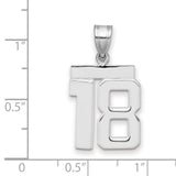 Medium Polished Number 18 Charm Pendant in Real 14k White Gold
