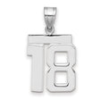 Medium Polished Number 18 Charm Pendant in Real 14k White Gold