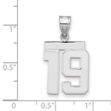 Medium Polished Number 19 Charm Pendant in Real 14k White Gold