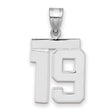 Medium Polished Number 19 Charm Pendant in Real 14k White Gold