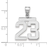 Medium Polished Number 23 Charm Pendant in Real 14k White Gold