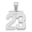 Medium Polished Number 23 Charm Pendant in Real 14k White Gold