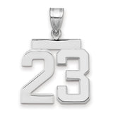 Medium Polished Number 23 Charm Pendant in Real 14k White Gold