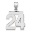 Medium Polished Number 24 Charm Pendant in Real 14k White Gold