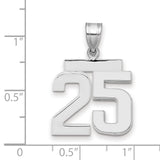 Medium Polished Number 25 Charm Pendant in Real 14k White Gold