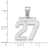 Medium Polished Number 27 Charm Pendant in Real 14k White Gold