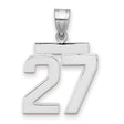 Medium Polished Number 27 Charm Pendant in Real 14k White Gold