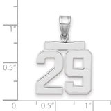 Medium Polished Number 29 Charm Pendant in Real 14k White Gold