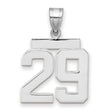 Medium Polished Number 29 Charm Pendant in Real 14k White Gold