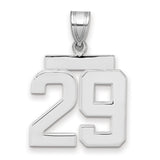 Medium Polished Number 29 Charm Pendant in Real 14k White Gold