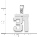 Medium Polished Number 31 Charm Pendant in Real 14k White Gold