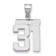 Medium Polished Number 31 Charm Pendant in Real 14k White Gold