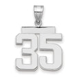 Medium Polished Number 35 Charm Pendant in Real 14k White Gold