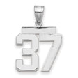 Medium Polished Number 37 Charm Pendant in Real 14k White Gold