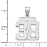 Medium Polished Number 38 Charm Pendant in Real 14k White Gold
