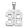 Medium Polished Number 38 Charm Pendant in Real 14k White Gold