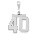 Medium Polished Number 40 Charm Pendant in Real 14k White Gold