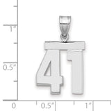 Medium Polished Number 41 Charm Pendant in Real 14k White Gold