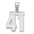 Medium Polished Number 41 Charm Pendant in Real 14k White Gold