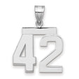 Medium Polished Number 42 Charm Pendant in Real 14k White Gold