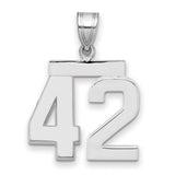 Medium Polished Number 42 Charm Pendant in Real 14k White Gold
