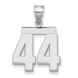 Medium Polished Number 44 Charm Pendant in Real 14k White Gold