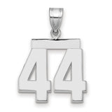 Medium Polished Number 44 Charm Pendant in Real 14k White Gold