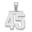 Medium Polished Number 45 Charm Pendant in Real 14k White Gold