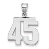 Medium Polished Number 45 Charm Pendant in Real 14k White Gold