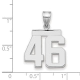 Medium Polished Number 46 Charm Pendant in Real 14k White Gold