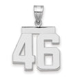 Medium Polished Number 46 Charm Pendant in Real 14k White Gold