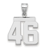Medium Polished Number 46 Charm Pendant in Real 14k White Gold
